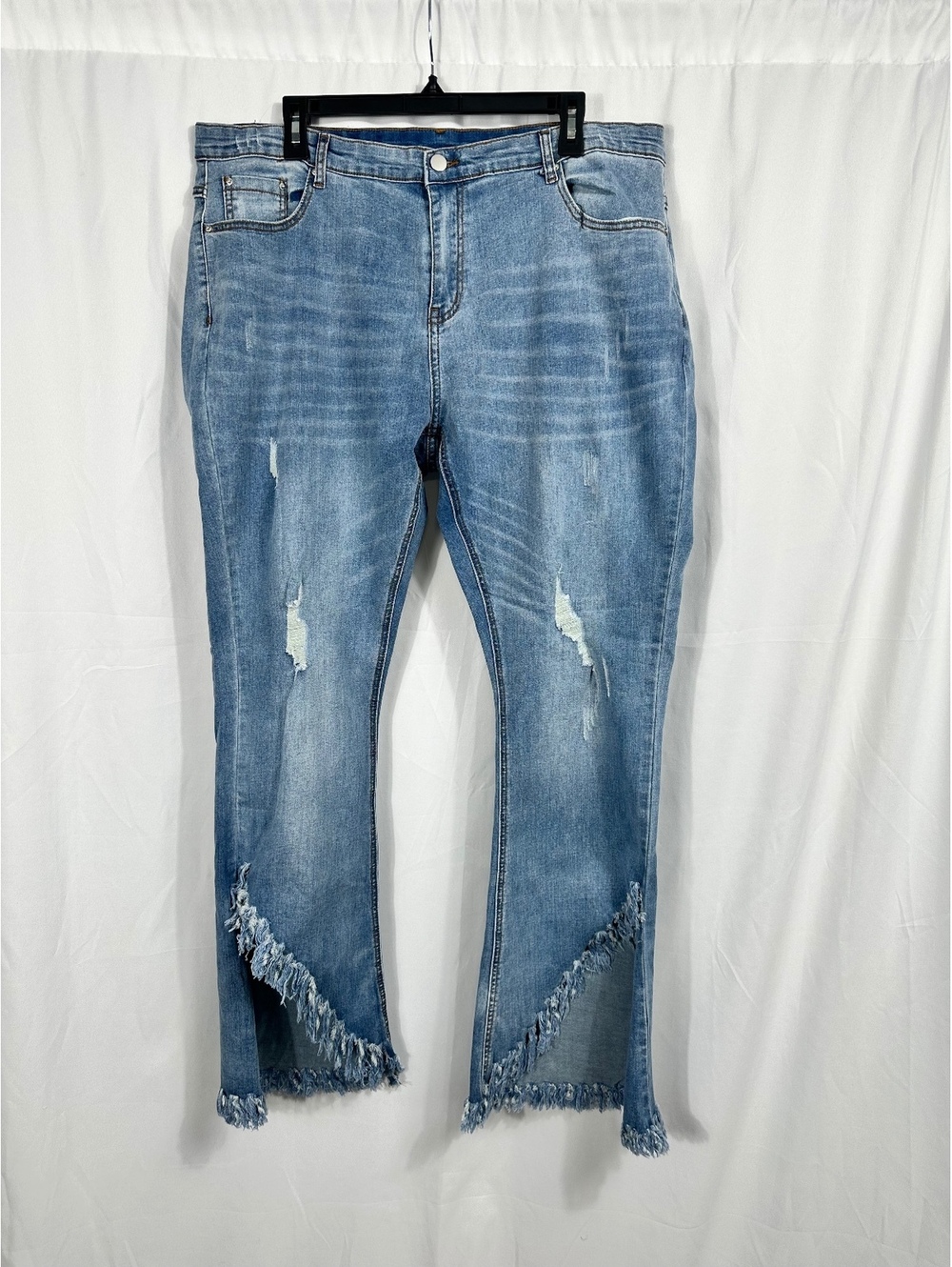 Hayden Los Angeles Women's Light Blue Distressed Skinny Jeans Frayed Hem 2XL